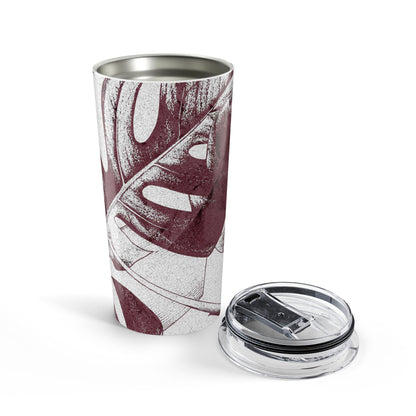 Monstera Leaf Mauve and White 20 oz Tumbler