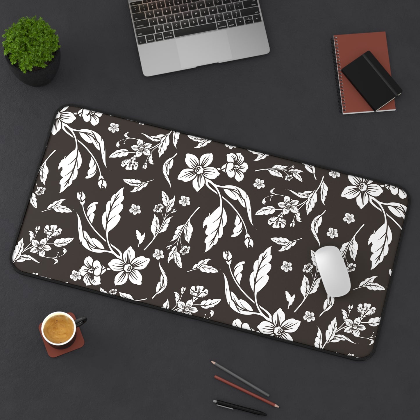 Muted Charcoal Floral Desk Pad (12x18, 12x22 or 16x32)