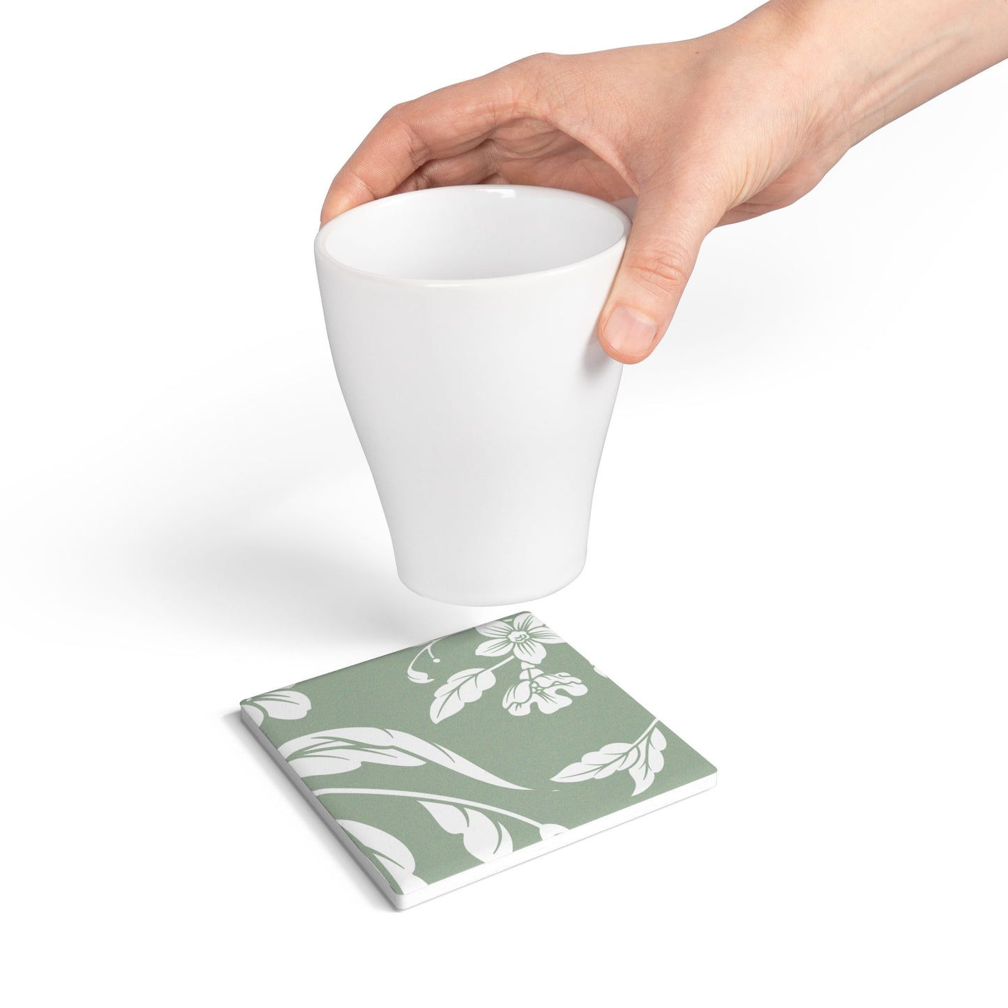Sage Floral Ceramic Coaster Coordinated Collection