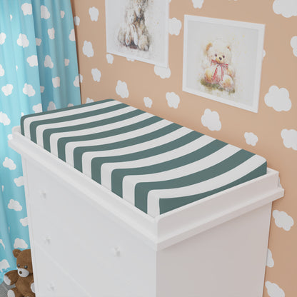 Dusty Blue Stripe Baby Changing Pad Cover Nursery Changing Pad Cover