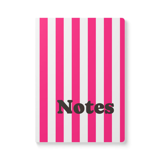 Pink Stripe Softcover Journal Pink and White Striped A5 Lined Journal