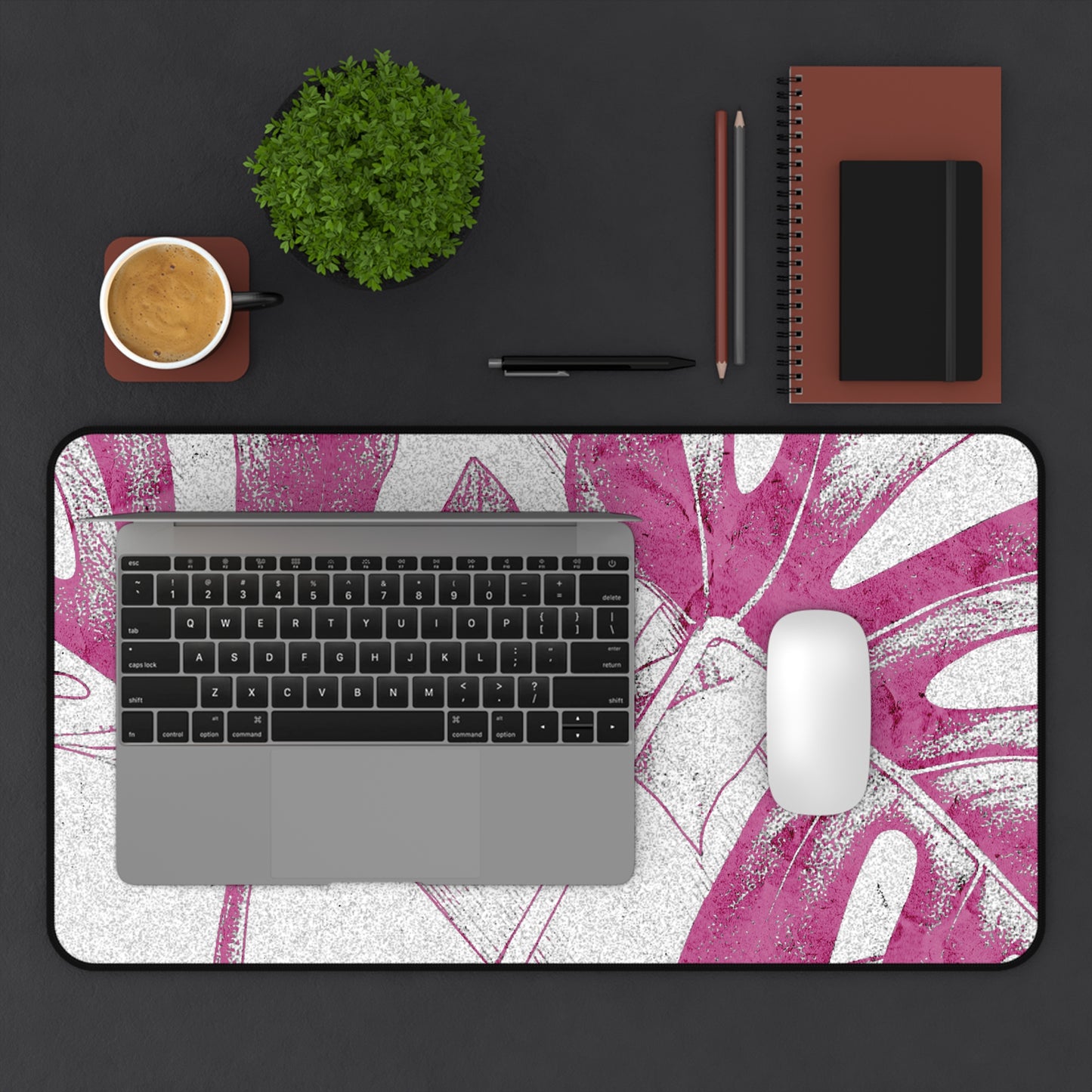 Monstera Leaf Lilac Wine Desk Pad