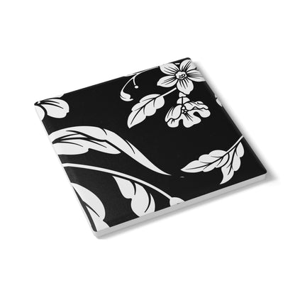Black Floral Ceramic Coaster Coordinated Collection