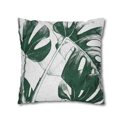 Monstera Leaf Green Canvas Pillow Cover 20x20
