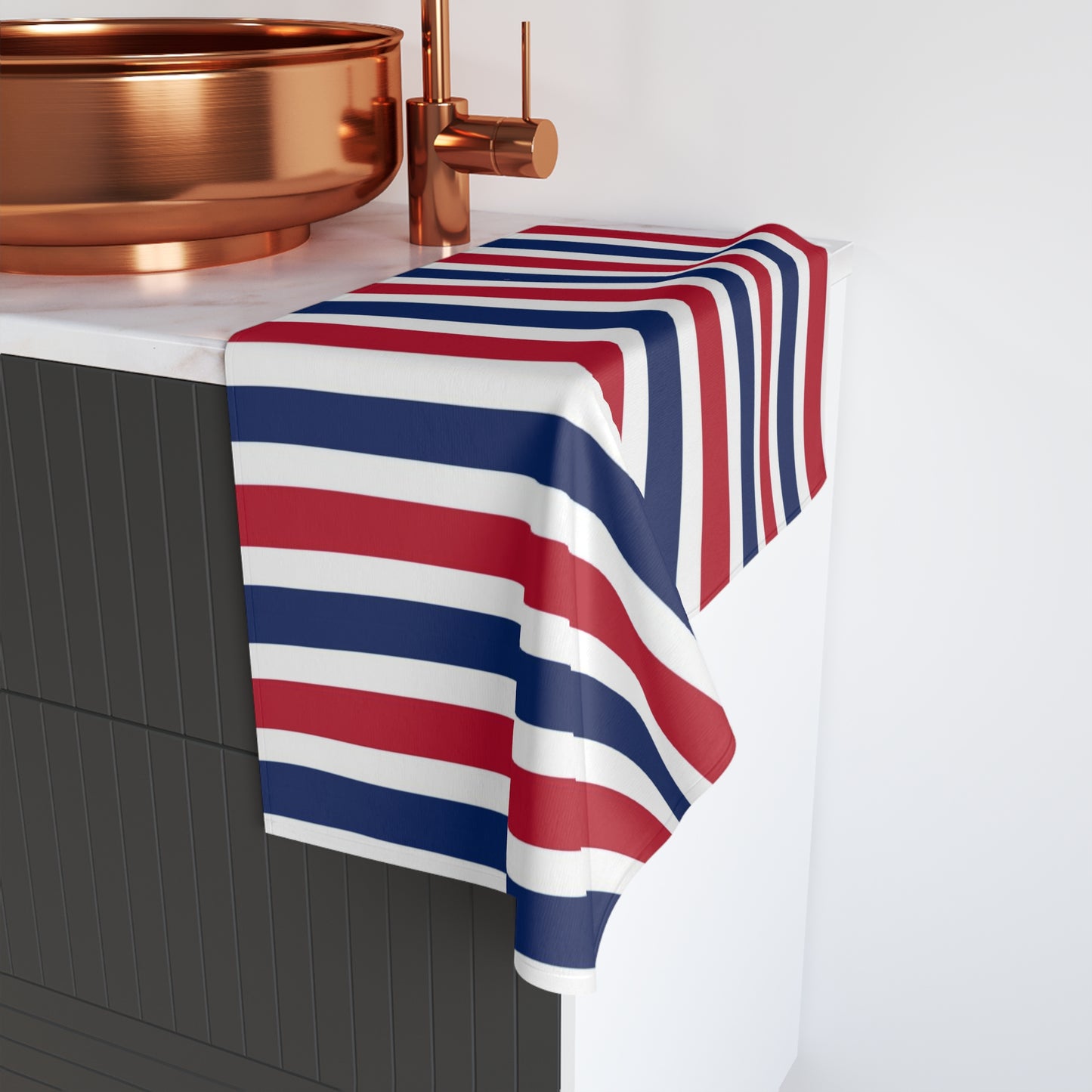 Red, White and Blue Stripe Hand Towel Patriotic Bathroom Hand Towel