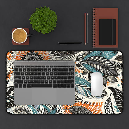 Botanical Leaves Blue Desk Pad