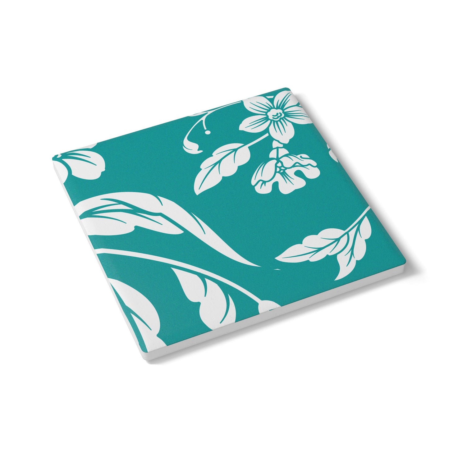 Deep Aqua Floral Ceramic Coaster Coordinated Collection