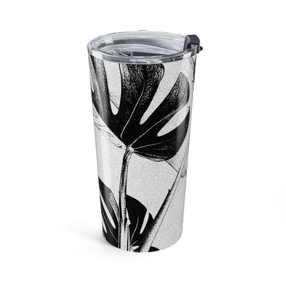 Monstera Leaf Black White 20 oz Tumbler
