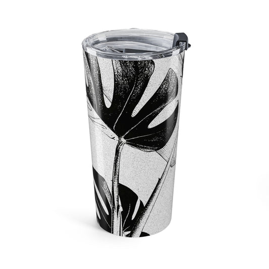 Monstera Leaf Black White 20 oz Tumbler