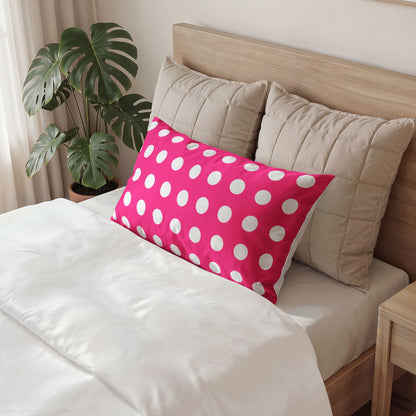 Pink Polka Dot Pillow Solid Cotton Sham