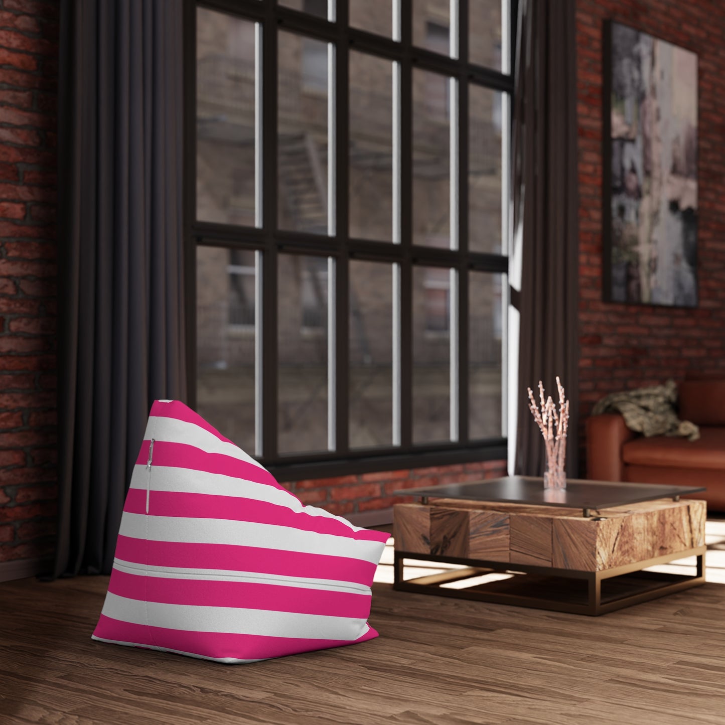 Pink Stripe Bean Bag Chair Cover Pink and White Striped Lounge Chair Cover
