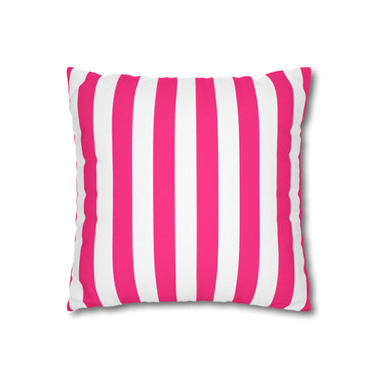 Pink Stripe Square Pillowcase 14 x 14 Pink Pillow Cover