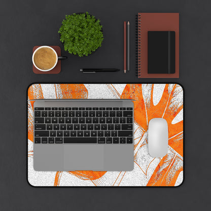 Monstera Leaf Tangerine Desk Pad