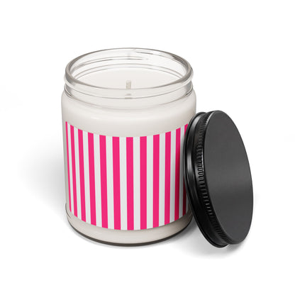 Pink Stripe 9oz Soy Candle Pink Striped Decor Candle