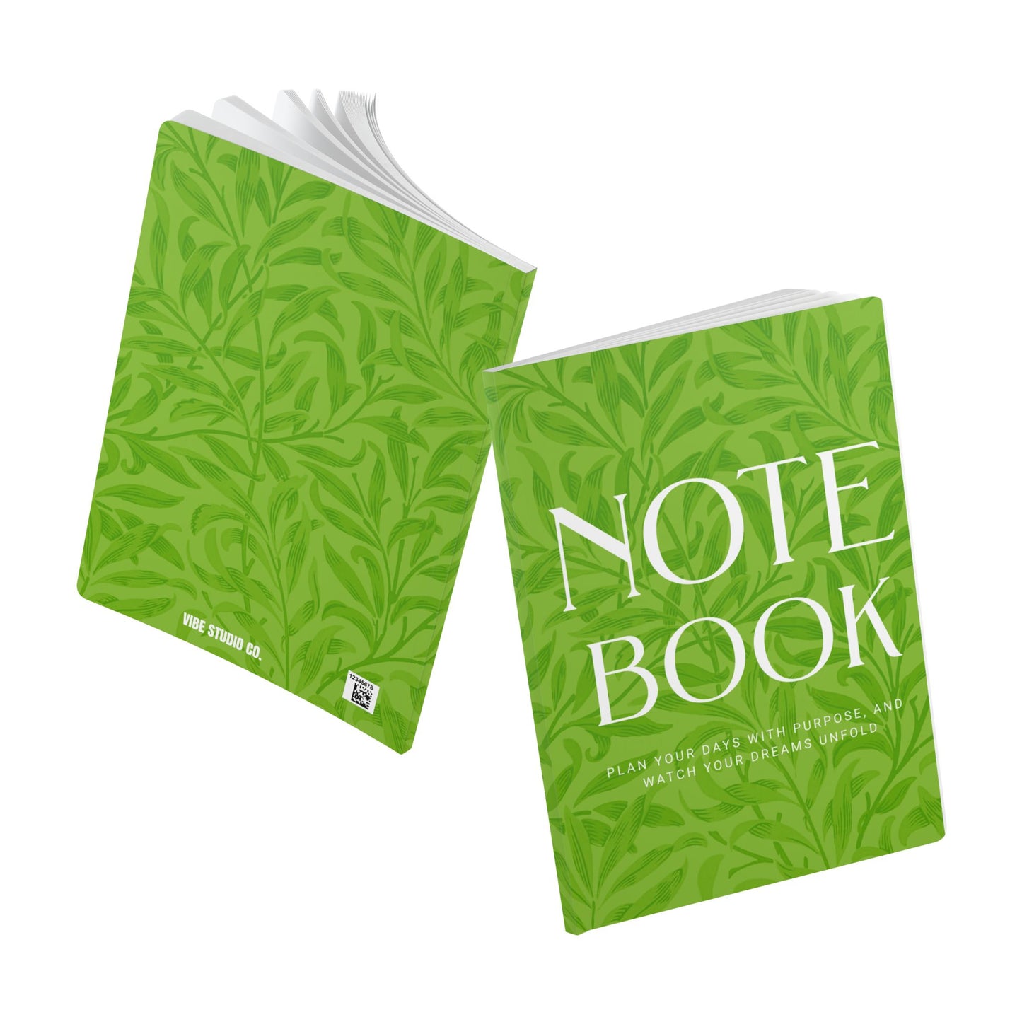 Muted Lime Leaves A5 Lined Journal Minimal Botanical Notebook | Coordinated Collection