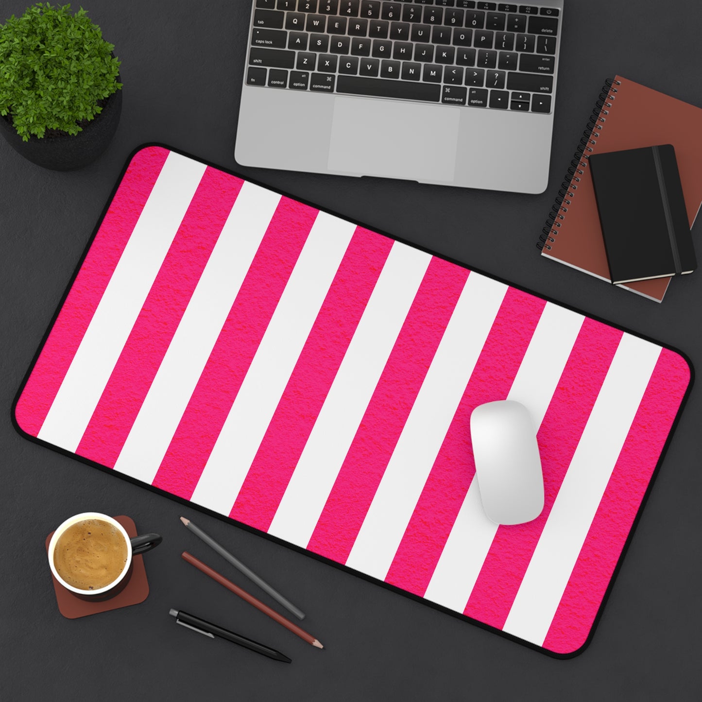 Pink Stripe Desk Mat Office Desk Decor (12/18, 12/22, 16/32)