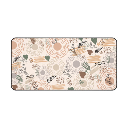 Neutral Flow Desk Mat Minimal Botanical Desk Pad (12x18, 12x22, 16x32)