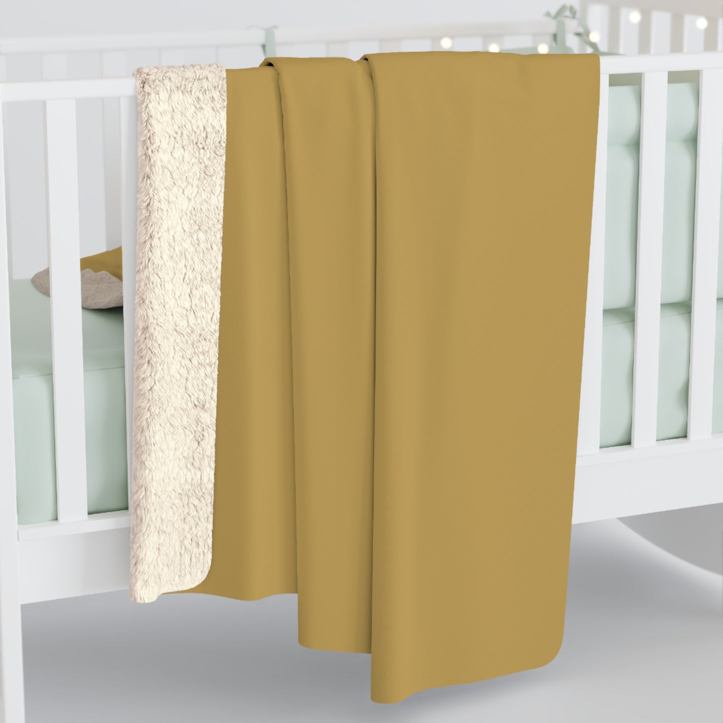 Muted Gold Sherpa Fleece Blanket Cozy Plush Throw 3 Sizes Soft Warm Blanket
