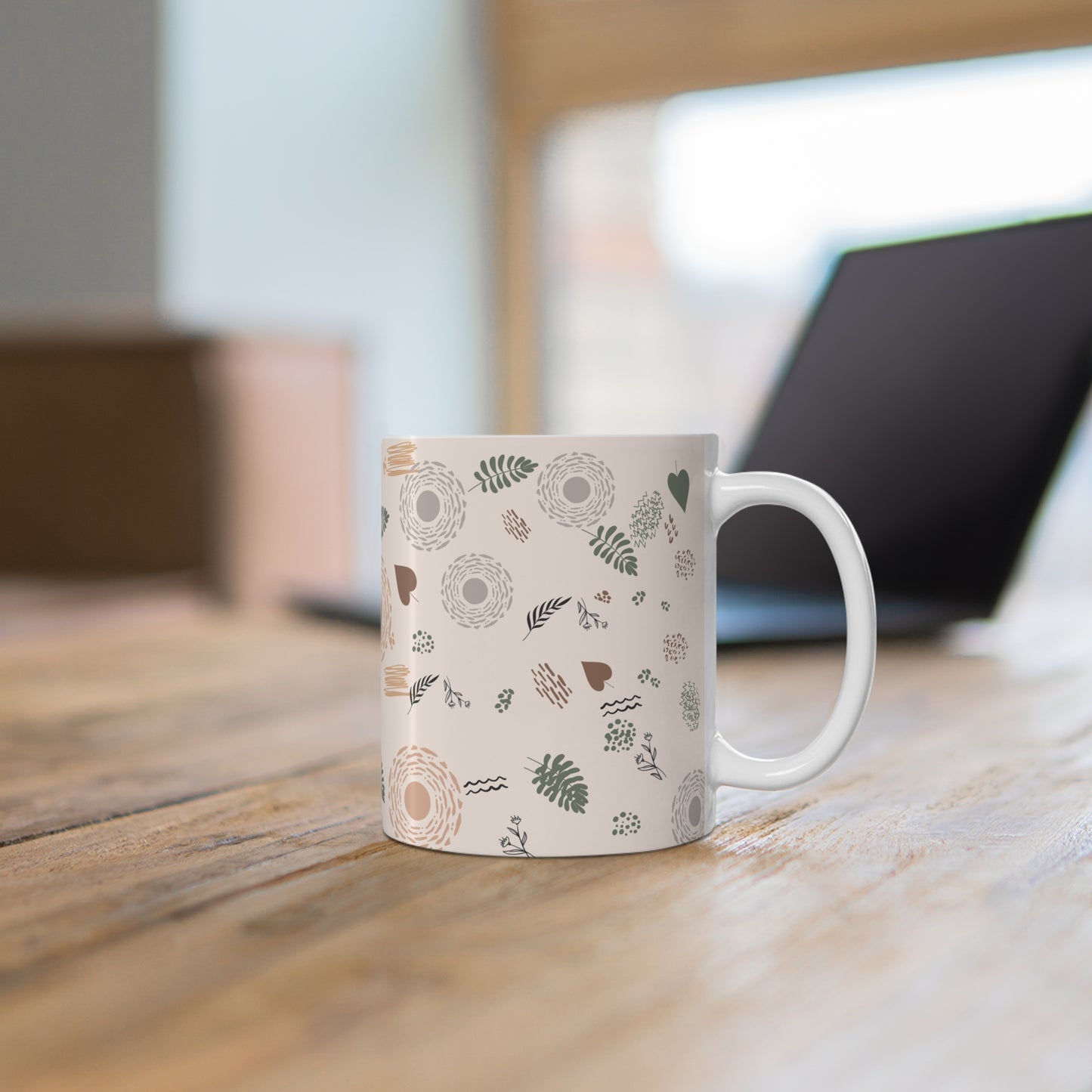 Neutral Flow Mug Minimal Botanical Coffee Mug