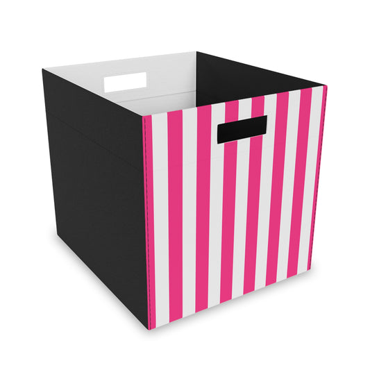 Pink Stripe Felt Storage Box 14.5 x 13