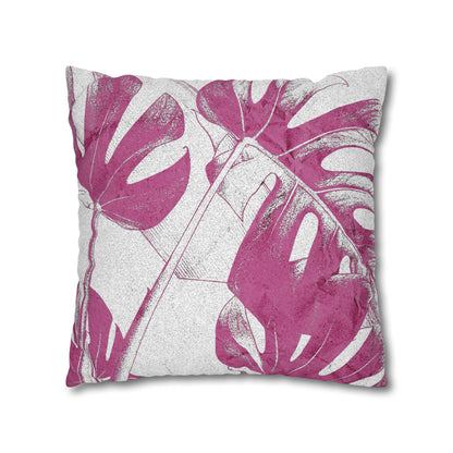 Monstera Leaf Lilac Wine Canvas Pillow Cover 20x20