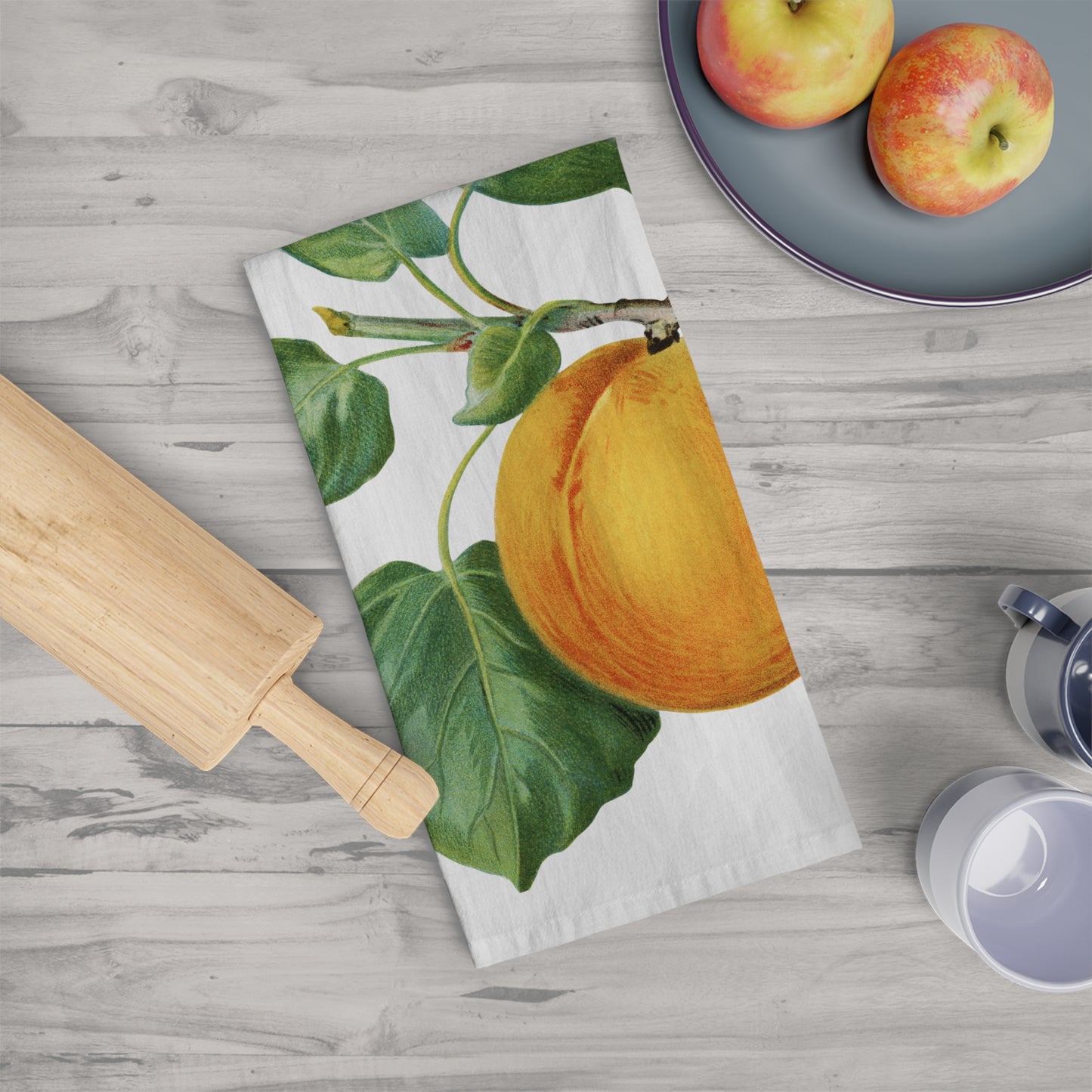 Peach Kitchen Tea Towel Cotton Dish Towel Fruit Design Decorative Towel
