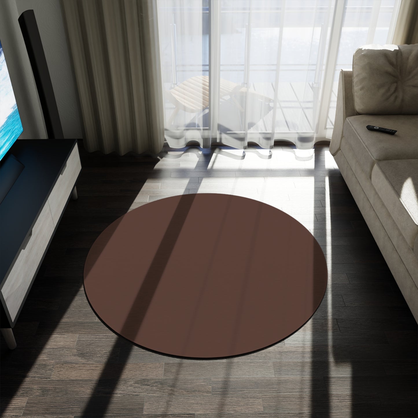 Chocolate Brown Coordinated Round Rug 60 Inch Floor Rug Minimal Home Decor Living Room Rug