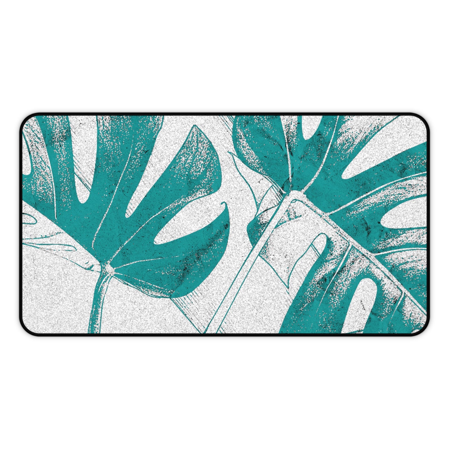 Monstera Leaf Deep Aqua Desk Pad