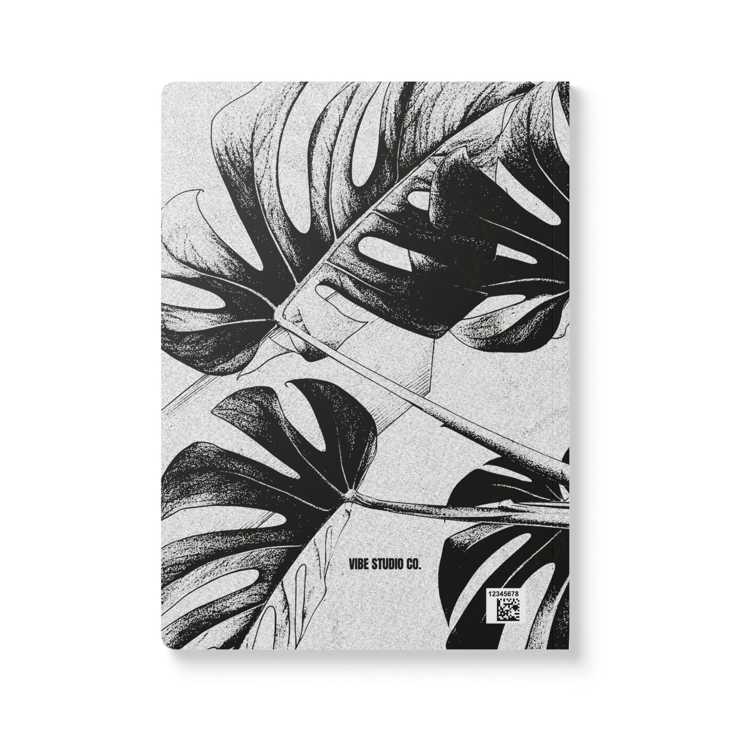 Monstera Leaf Black White A5 Lined Journal