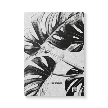 Monstera Leaf Black White A5 Lined Journal