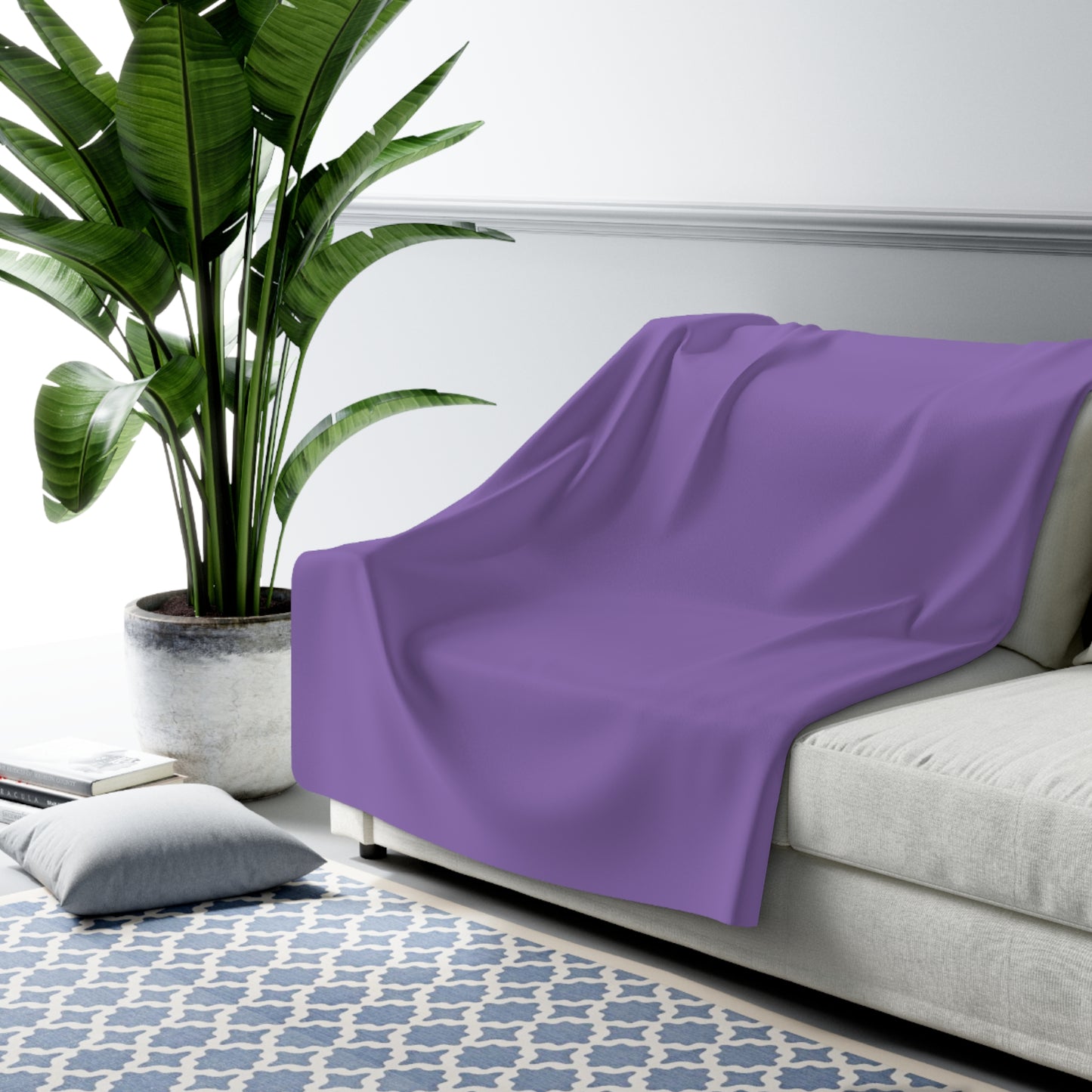 Purple Sherpa Fleece Blanket Cozy Plush Throw 3 Sizes Soft Warm Blanket