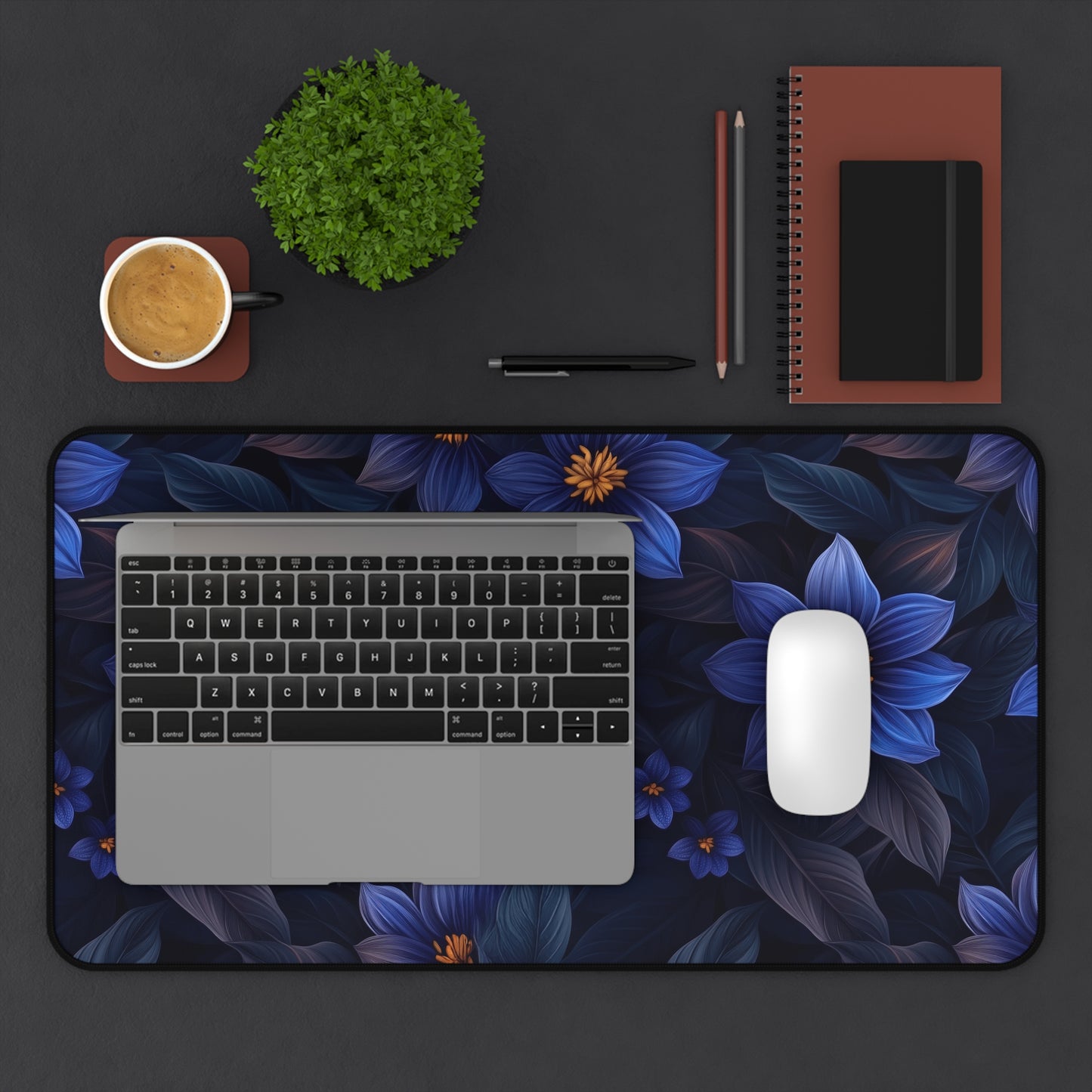 Blue Floral Heaven Desk Pad
