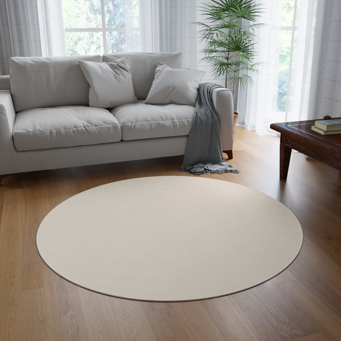 Latte Cream Coordinated Round Rug 60 Inch Floor Rug Minimal Home Decor Living Room Rug