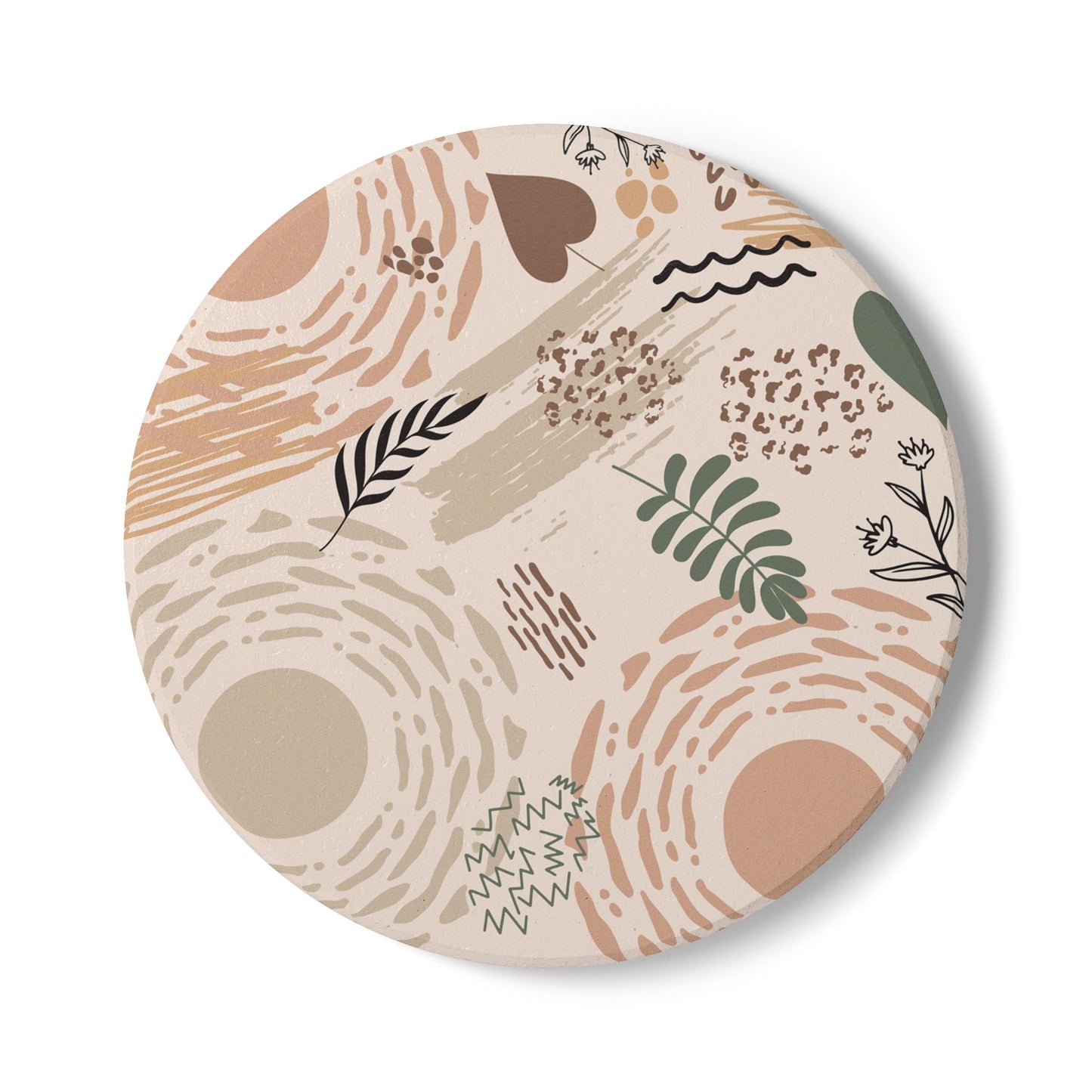 Neutral Flow Ceramic Coaster Modern Abstract Drink Coaster