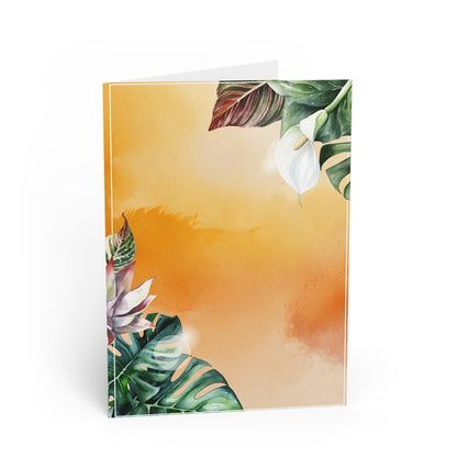 Sunset Botanical Note Cards Tropical Botanical Stationery Set 4x6 With Envelopes