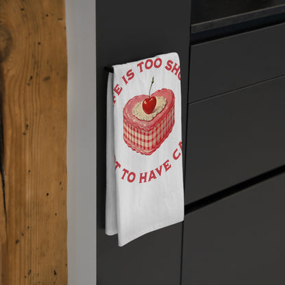 Life Is Too Short Tea Towel Funny Kitchen Towel Cake Design Cotton Dish Towel
