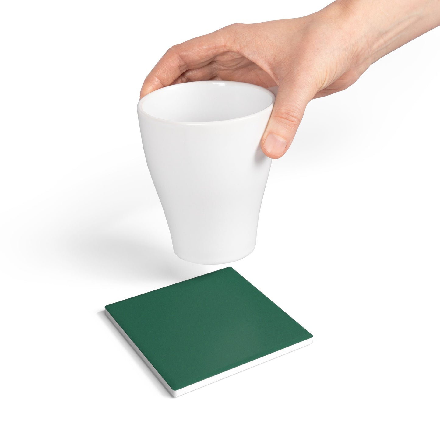 Leaf Green Ceramic Coaster Round or Square | Coordinated Collection