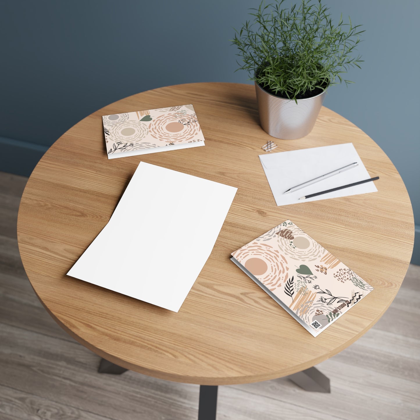 Neutral Flow Note Cards Minimal Botanical Stationery Set