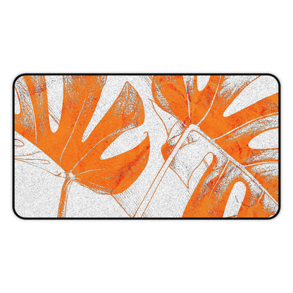 Monstera Leaf Tangerine Desk Pad