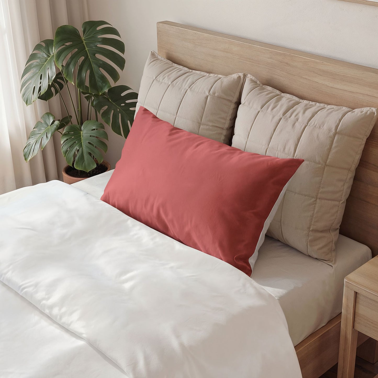 Red Autumns Pillow Solid Cotton Sham