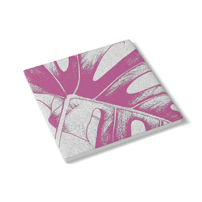 Monstera Leaf Lilac Wine Ceramic Coaster Botanical Drink Coaster