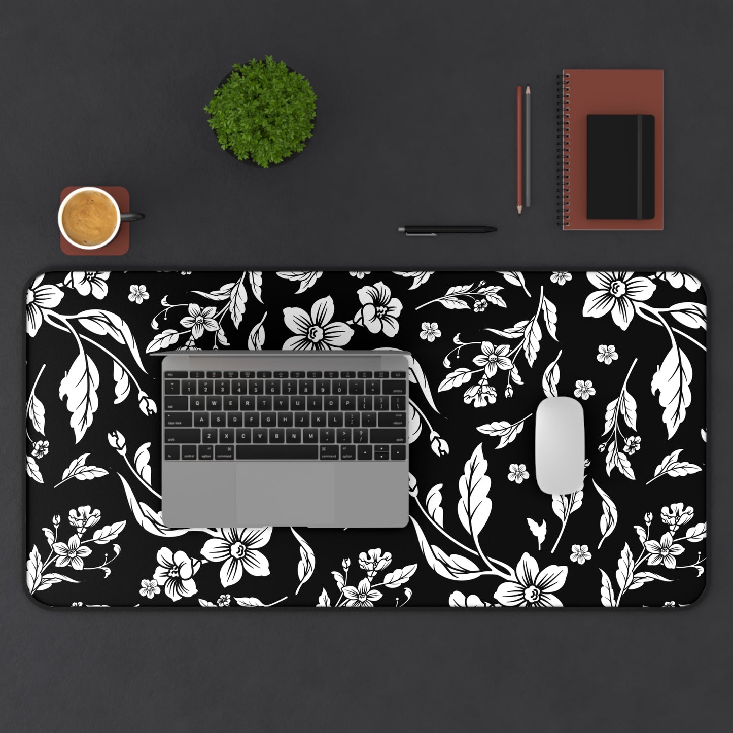 Black Floral Desk Pad (12x18, 12x22 or 16x32)