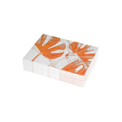 Monstera Leaf Tangerine Postcards