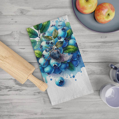 Blueberry Botanical Tea Towel Watercolor Kitchen Towel Fruit Kitchen Decor Cotton Dish Towel
