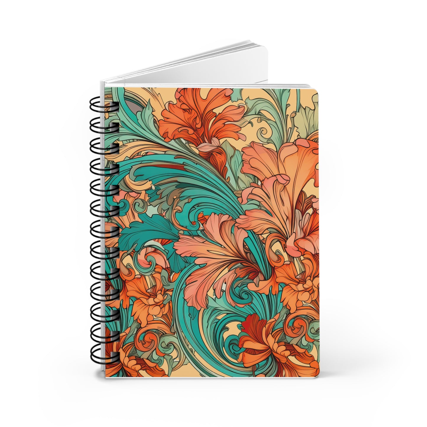 Coral Flourish Journal Color Name A5 Lined Spiral Journal