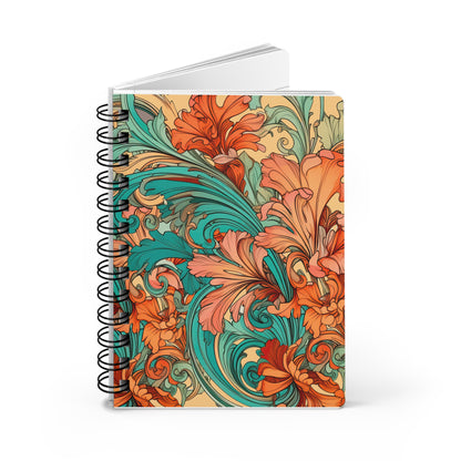 Coral Flourish Journal Color Name A5 Lined Spiral Journal