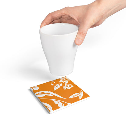 Tangerine Floral Ceramic Coaster Coordinated Collection