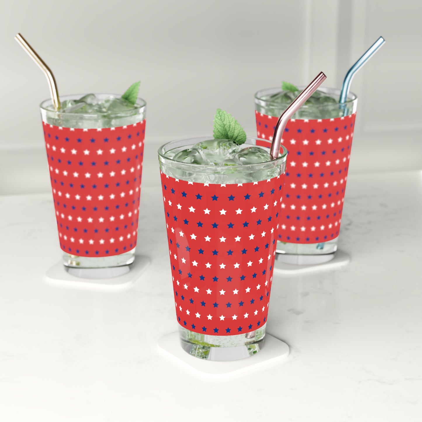 Red, White and Blue Stars Pint Glass, 16oz