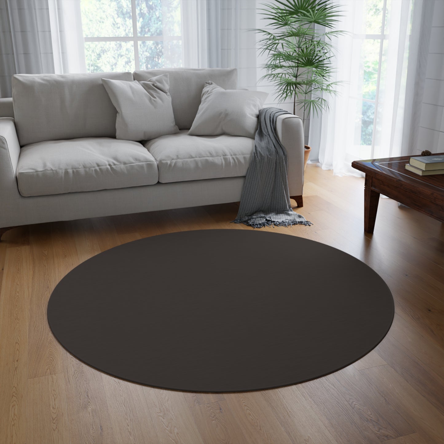 Muted Charcoal Coordinated Round Rug 60 Inch Floor Rug Minimal Home Decor Living Room Rug