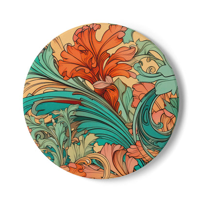 Coral Flourish Ceramic Coaster Botanical Drink Coaster